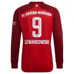 Camisola Bayern de Munique Robert Lewandowski 9 Equipamento Primeiro 2021-2022 Manga Comprida